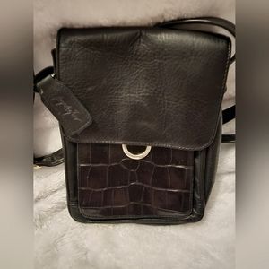 Small Leather Crossbody Leather Purse in black